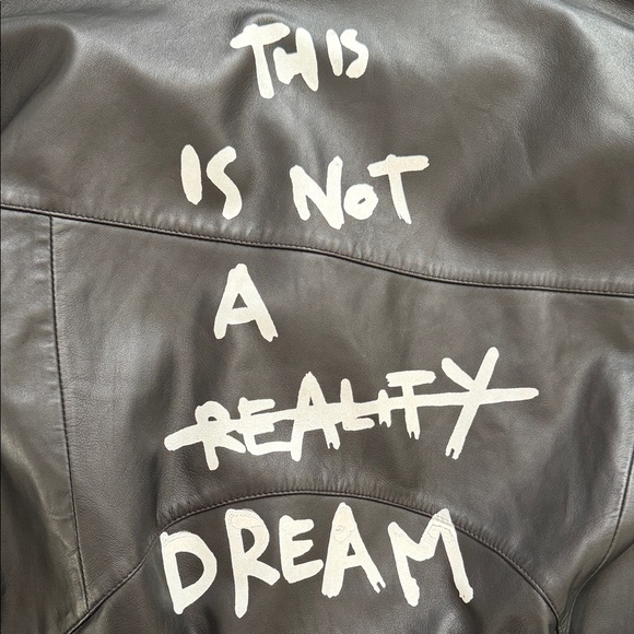 One X Teaspoon Black Graffiti Leather Jacket - "This Is Not A Reality Dream" - Picture 4 of 4